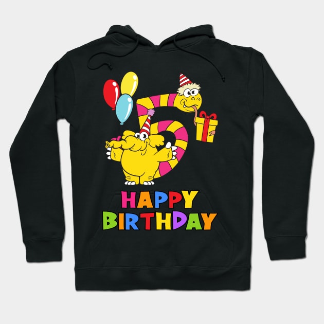 5th Birthday Party 5 Year Old Five Years Hoodie by KidsBirthdayPartyShirts